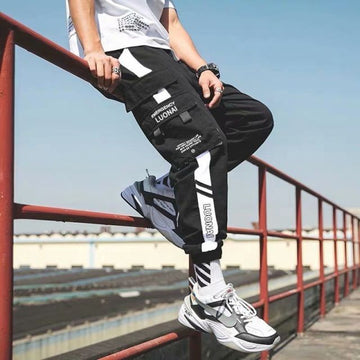Men New Spring Hip Hop Pants Club Singer Stage Costume Trousers Ribbons Streetwear Joggers Sweatpants Hombre